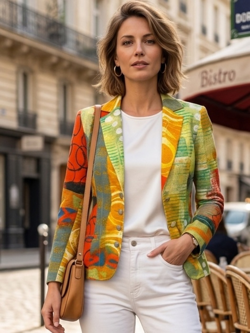 SIMPLY by DOLCEZZA, colourful and fitted cotton mix blazer  Size Small